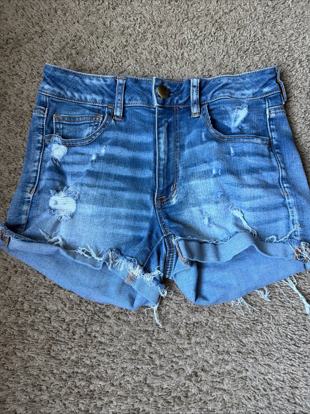 American Eagle Outfitters Distressed Light Blue Denim Shorts
